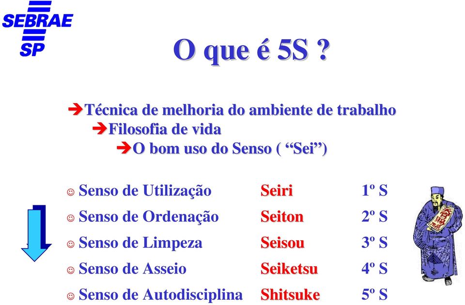 bom uso do Senso ( Sei ) Senso de Utilização Senso de Ordenação