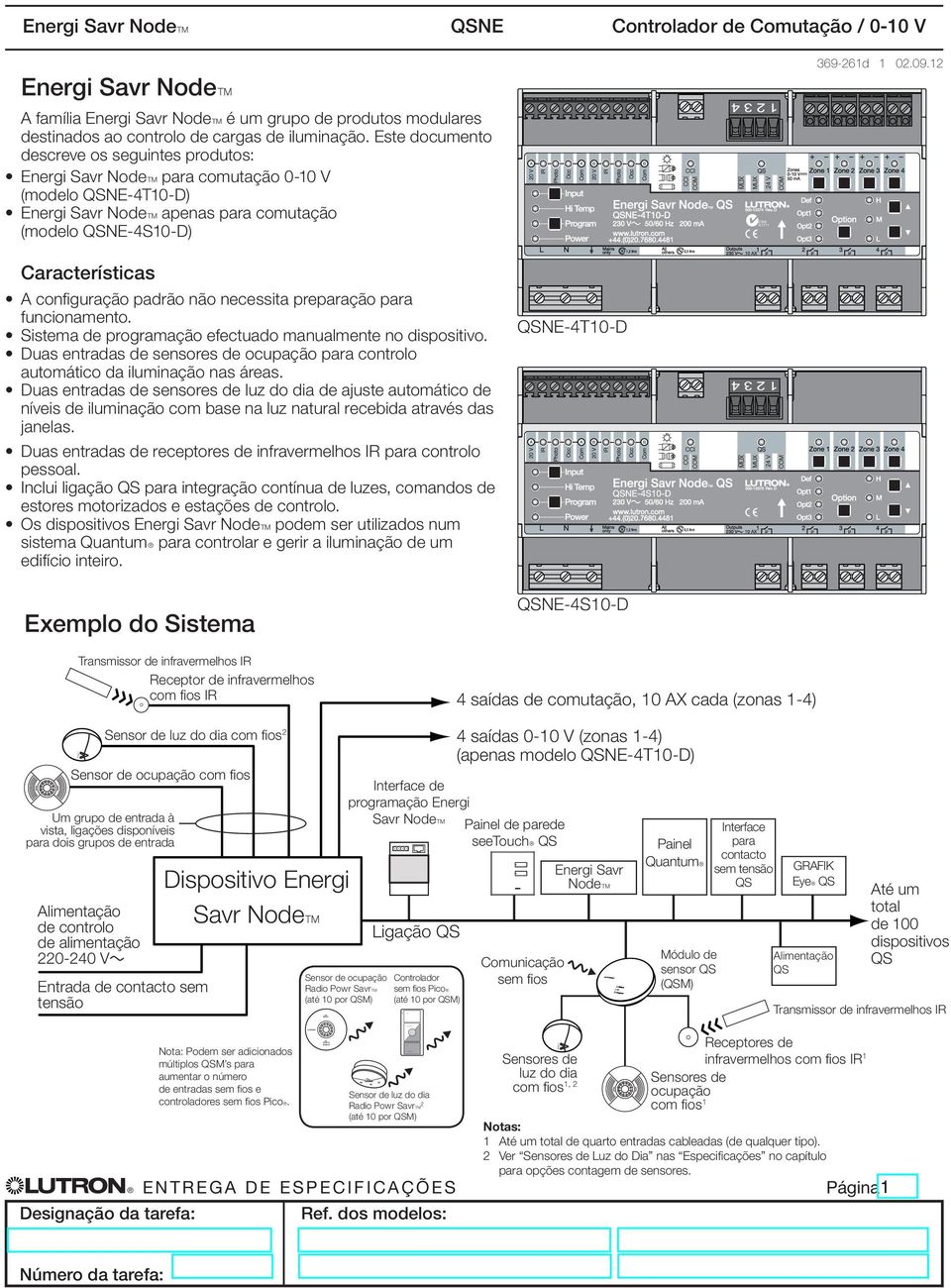 12 Características A configuração padrão não necessita preparação para funcionamento. Sistema de programação efectuado manualmente no dispositivo.