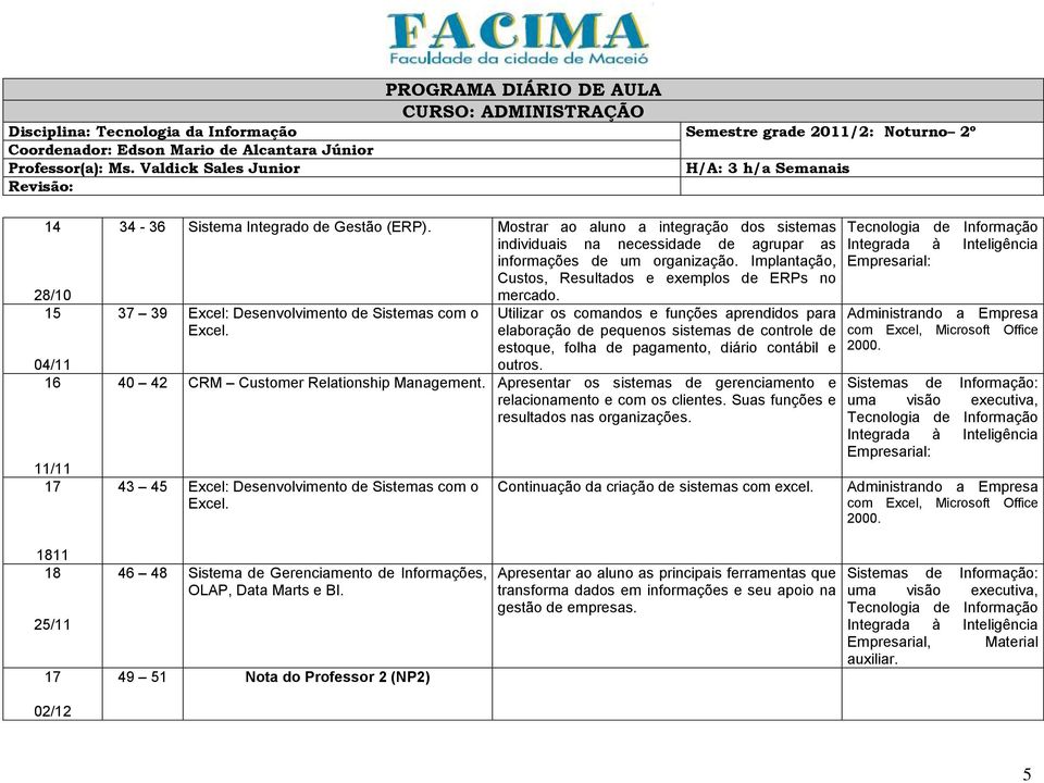 Utilizar os comandos e funções aprendidos para elaboração de pequenos sistemas de controle de estoque, folha de pagamento, diário contábil e outros. 40 42 CRM Customer Relationship Management.