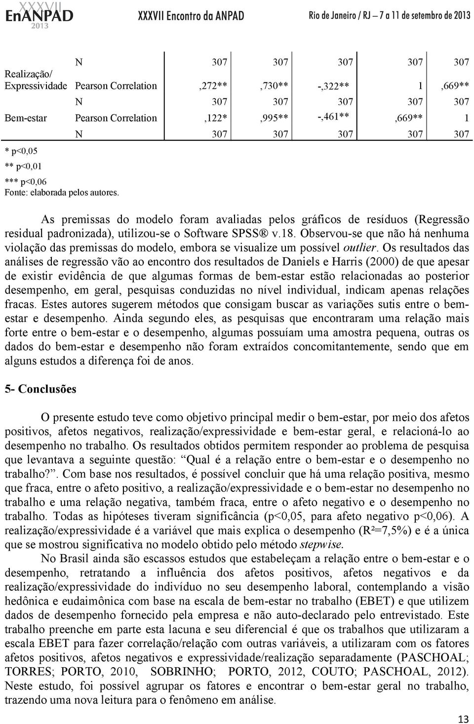 Observou-se que não há nenhuma violação das premissas do modelo, embora se visualize um possível outlier.