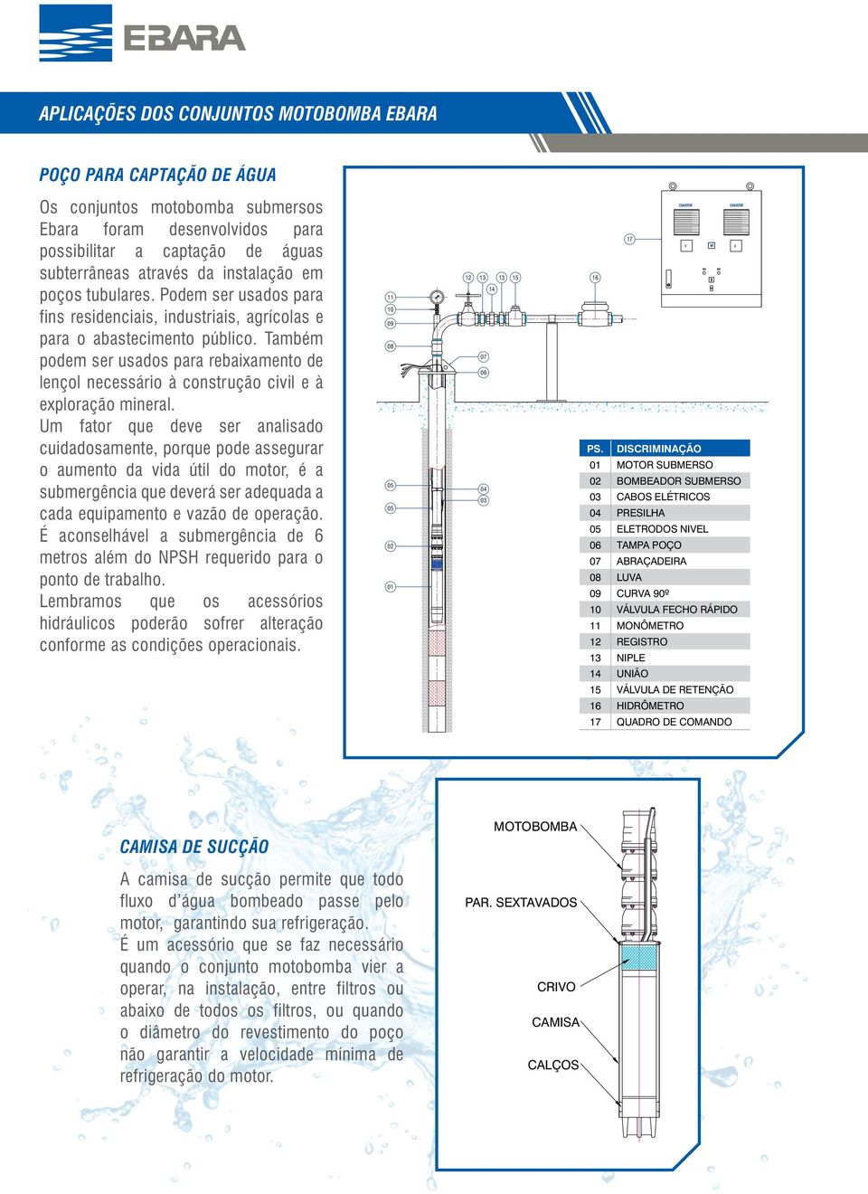 Também podem ser usados para rebaixamento de lençol necessário à construção civil e à exploração mineral.