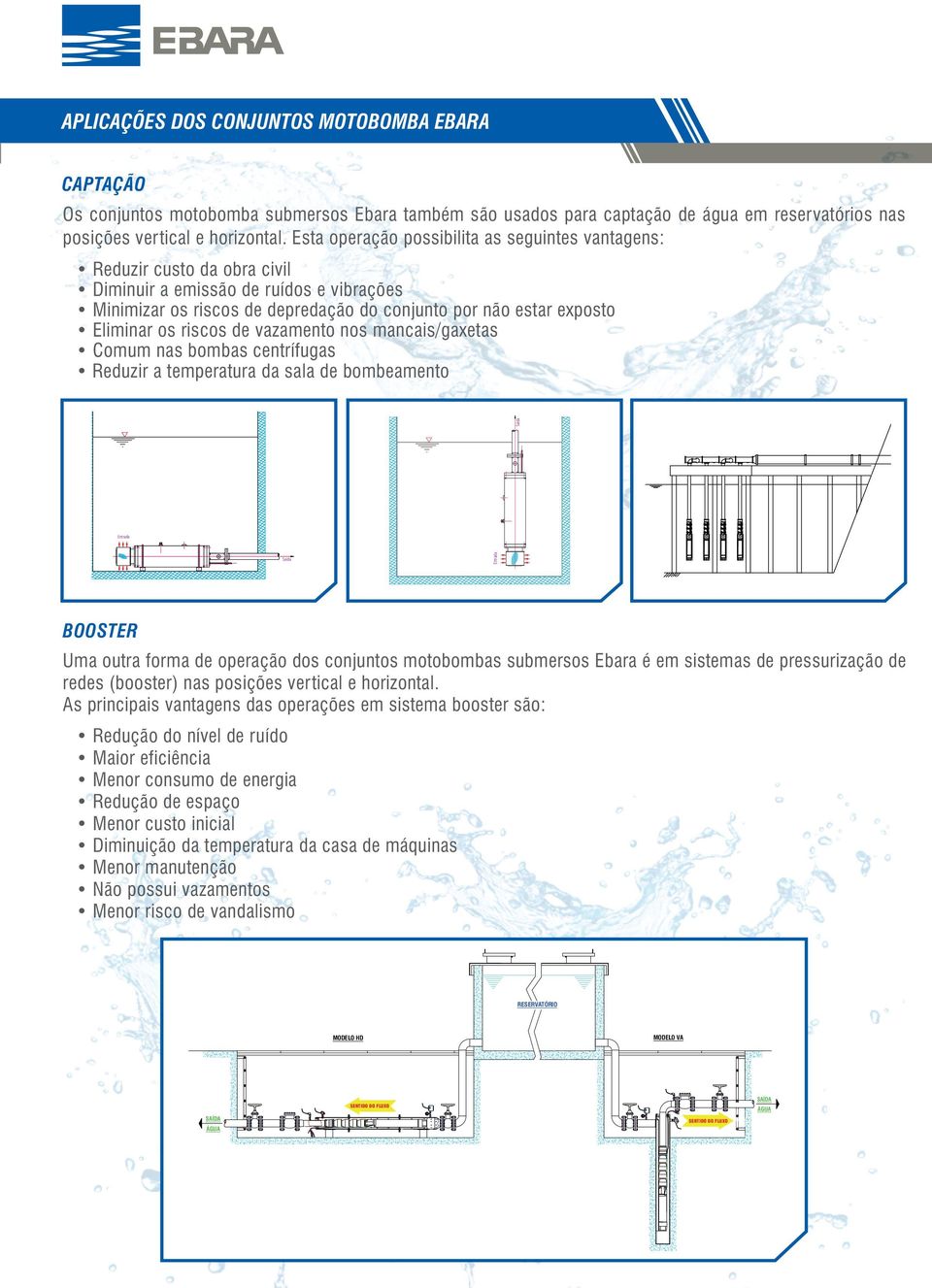 Eliminar os riscos de vazamento nos mancais/gaxetas Comum nas bombas centrífugas Reduzir a temperatura da sala de bombeamento Entrada Entrada Saida BOOSTER Uma outra forma de operação dos conjuntos