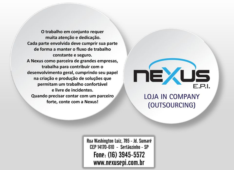 A Nexus como parceira de grandes empresas, trabalha para contribuir com o desenvolvimento geral, cumprindo