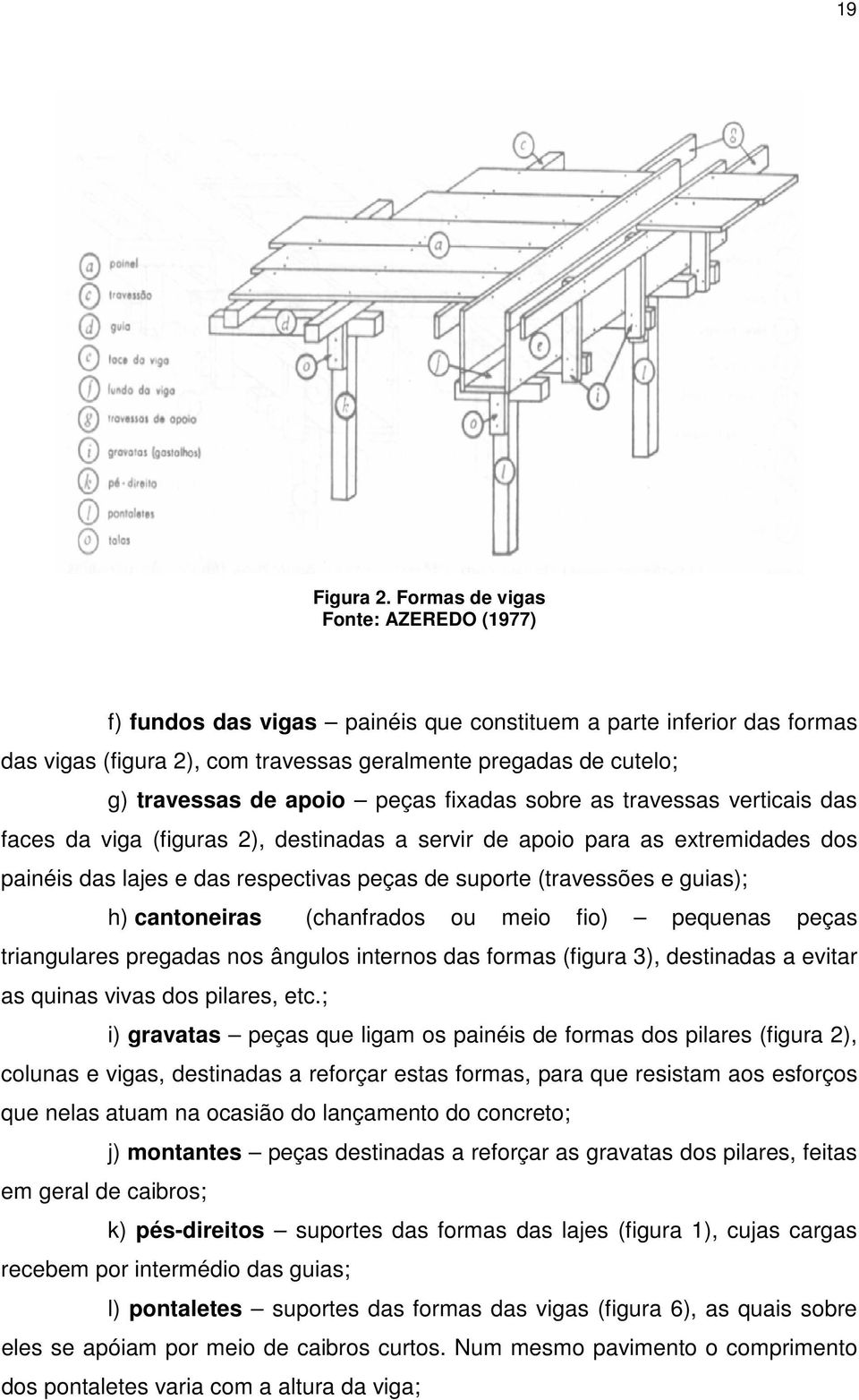 peças fixadas sobre as travessas verticais das faces da viga (figuras 2), destinadas a servir de apoio para as extremidades dos painéis das lajes e das respectivas peças de suporte (travessões e