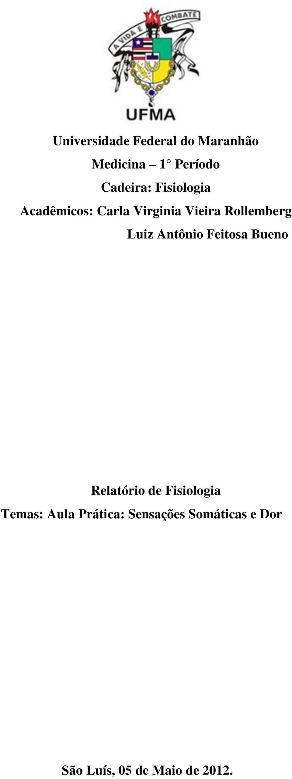 Antônio Feitosa Bueno Relatório de Fisiologia Temas: Aula