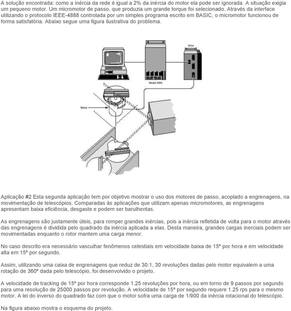 Através da interface utilizando o protocolo IEEE-4888 controlada por um simples programa escrito em BASIC, o micromotor funcionou de forma satisfatória.