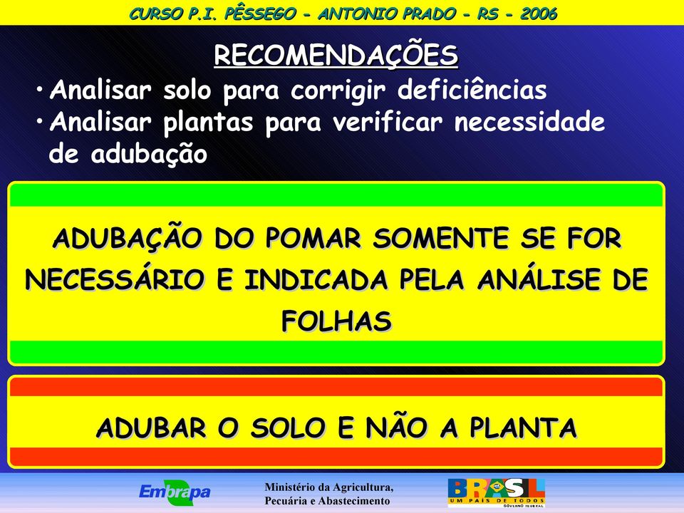 adubação ADUBAÇÃO DO POMAR SOMENTE SE FOR NECESSÁRIO E