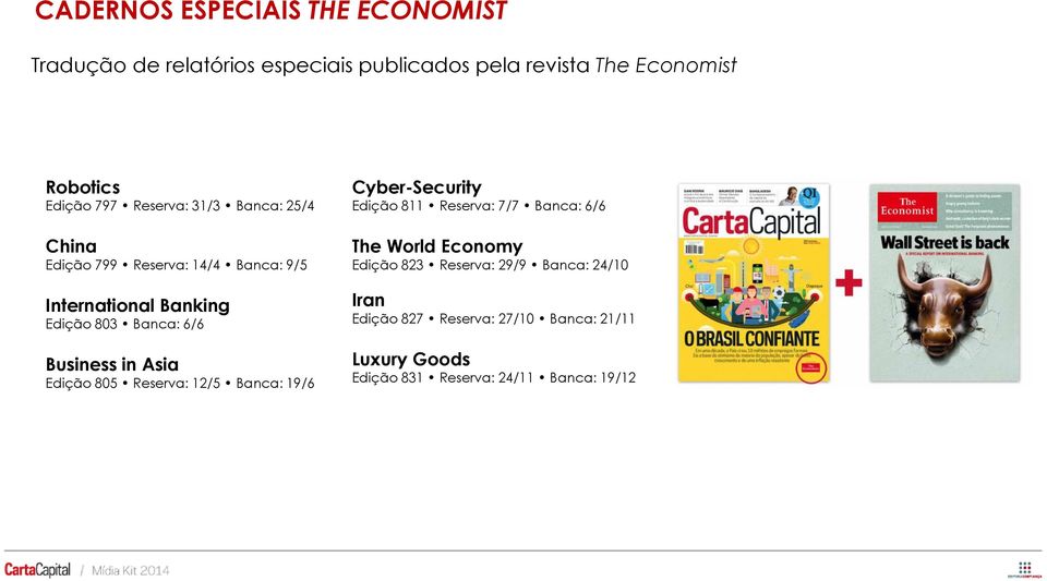 Business in Asia Edição 805 Reserva: 12/5 Banca: 19/6 Cyber-Security Edição 811 Reserva: 7/7 Banca: 6/6 The World Economy