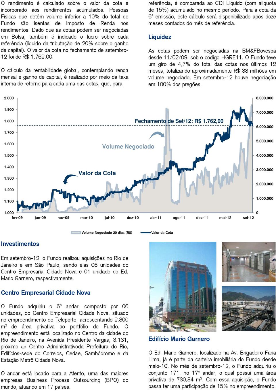 Dado que as cotas podem ser negociadas em Bolsa, também é indicado o lucro sobre cada referência (líquido da tributação de 20% sobre o ganho de capital).