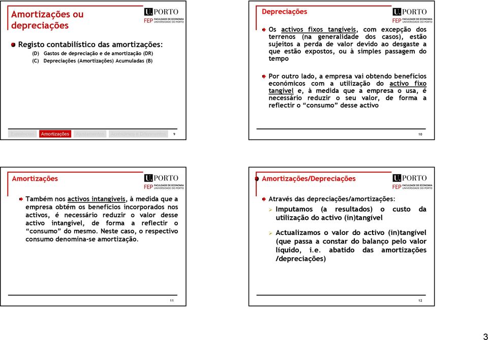 económicos com a utilização do activo fixo tangível e, à medida que a empresa o usa, é necessário reduzir o seu valor, de forma a reflectir o consumo desse activo 9 10 Amortizações Amortizações/