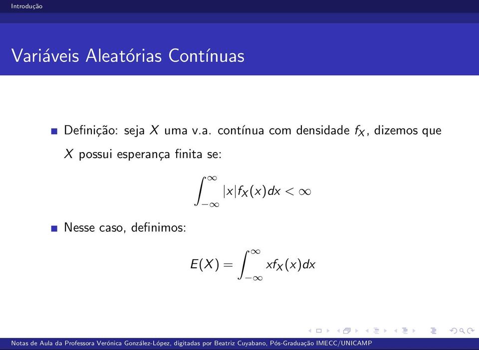 v.a. contínua com densidade f X,