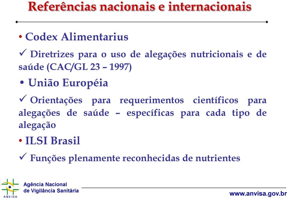 Orientações para requerimentos científicos para alegações de saúde