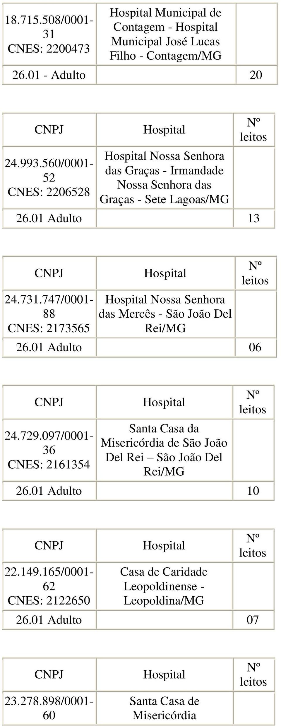 747/0001-88 CNES: 2173565 Nossa Senhora das Mercês - São João Del Rei/MG 24.729.