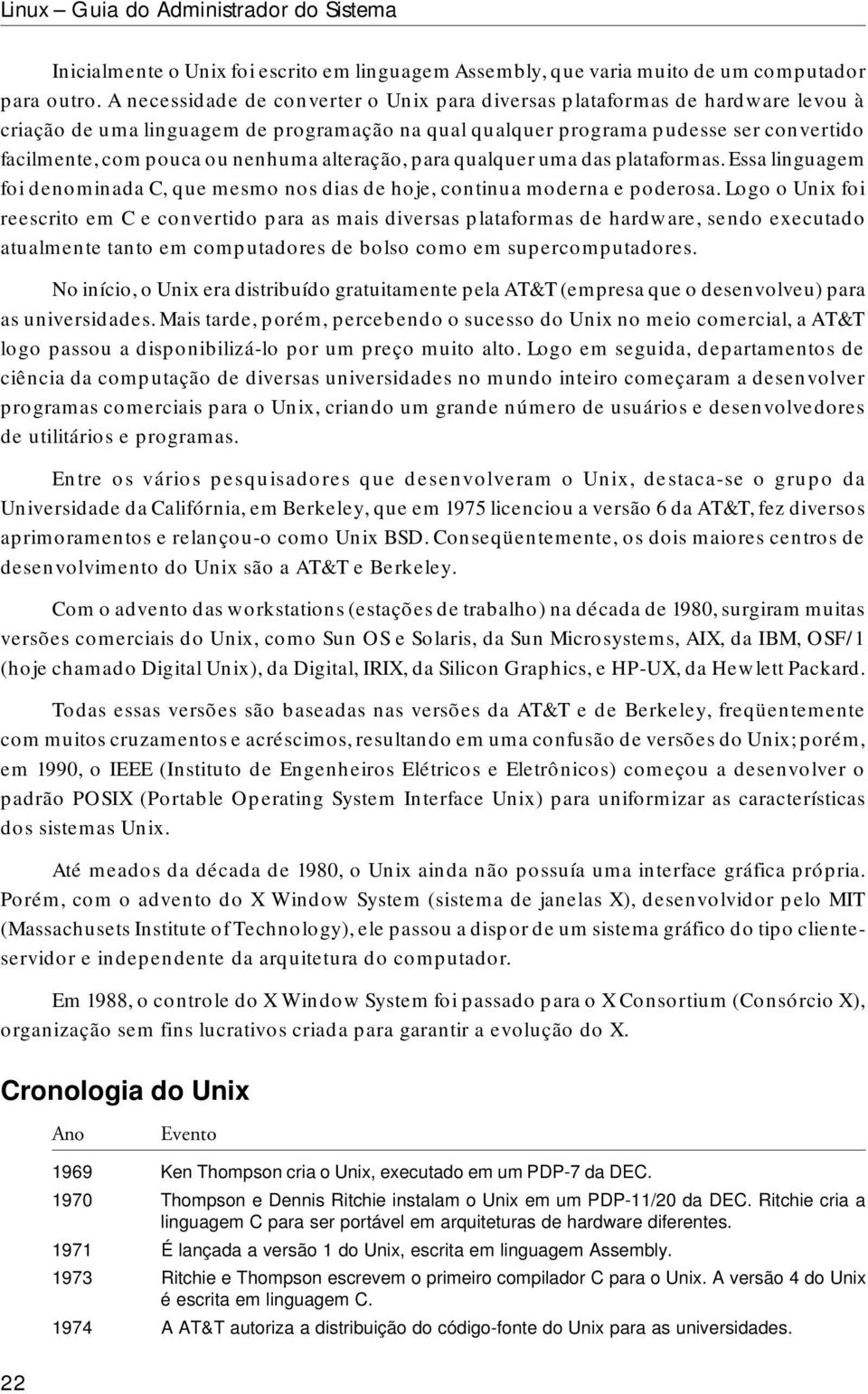 nenhuma alteração, para qualquer uma das plataformas. Essa linguagem foi denominada C, que mesmo nos dias de hoje, continua moderna e poderosa.