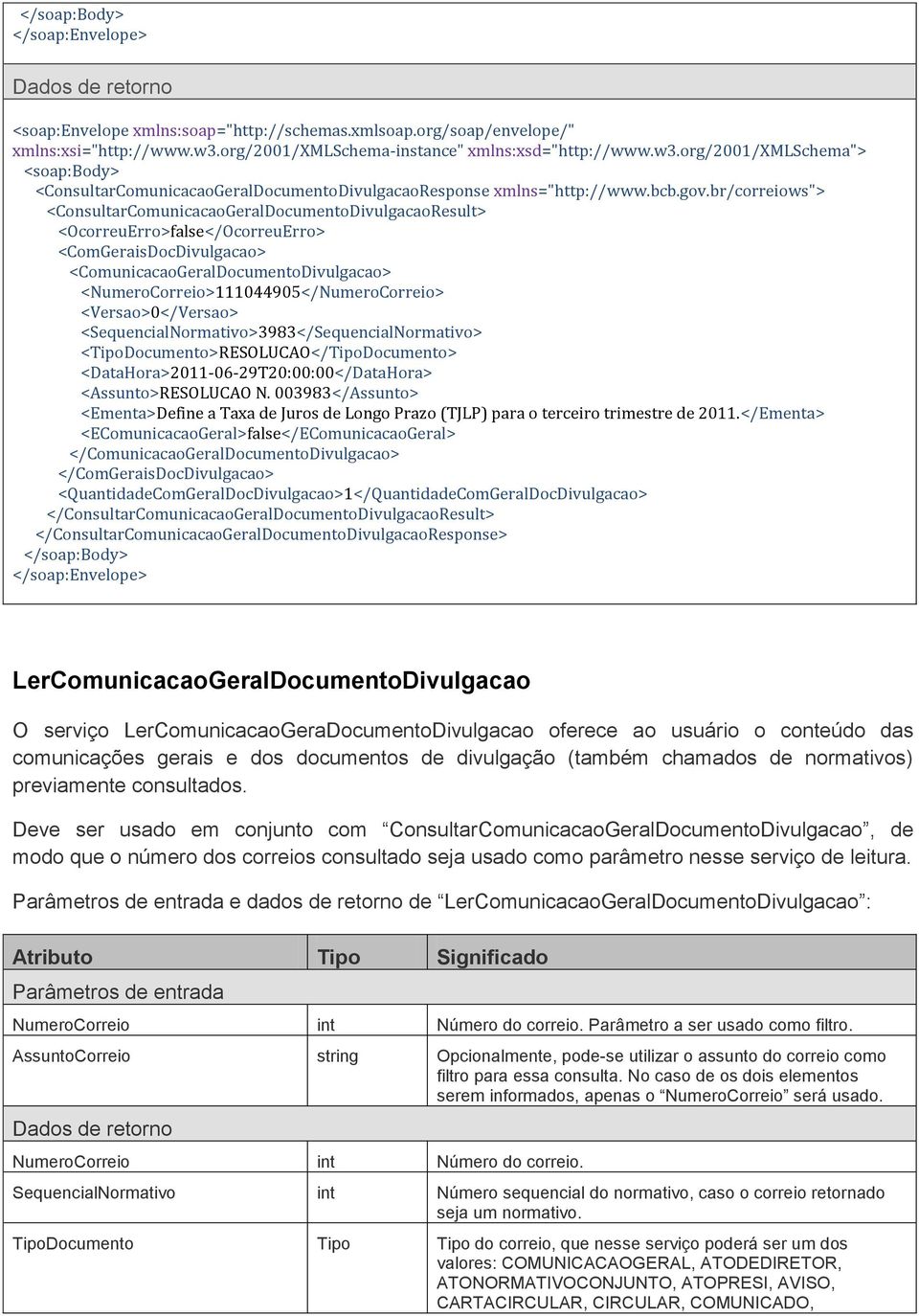 br/correiows"> <ConsultarComunicacaoGeralDocumentoDivulgacaoResult> <OcorreuErro>false</OcorreuErro> <ComGeraisDocDivulgacao> <ComunicacaoGeralDocumentoDivulgacao>