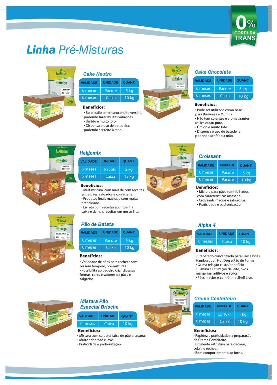 Livreto com receitas acompanha caixa e demais receitas em nosso Site. Pão de Batata Pode ser utilizado como base para Brownies e Muffins. Não tem corantes e aromatizantes, utiliza cacau puro.