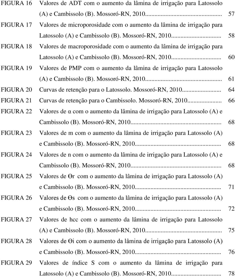 .. 58 FIGURA 18 Valores de macroporosidade com o aumento da lâmina de irrigação para Latossolo (A) e Cambissolo (B). Mossoró-RN, 2010.
