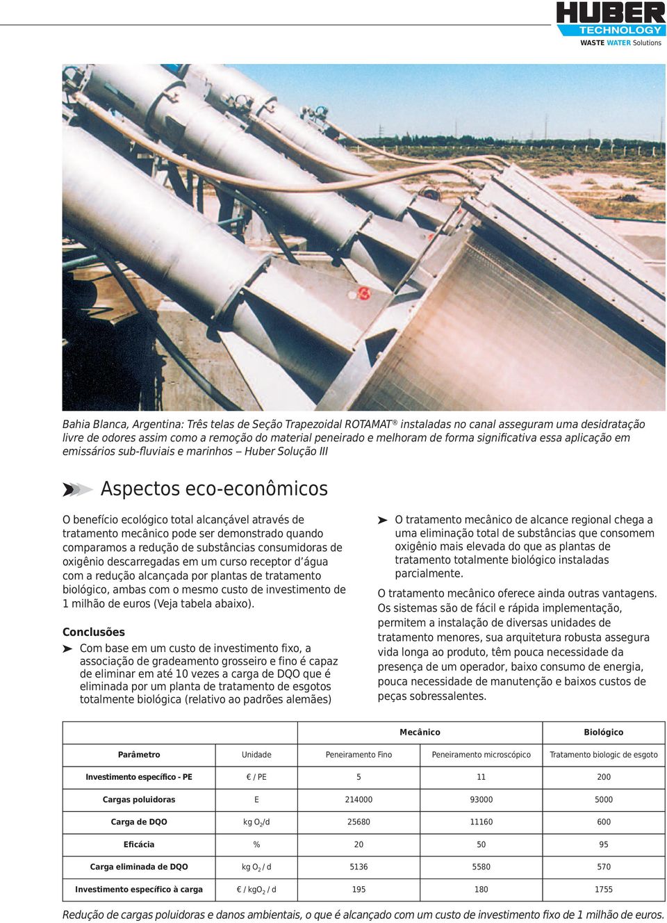 quando comparamos a redução de substâncias consumidoras de oxigênio descarregadas em um curso receptor d água com a redução alcançada por plantas de tratamento biológico, ambas com o mesmo custo de