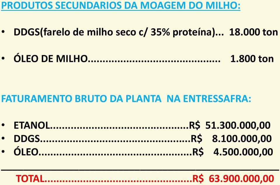 .000 ton ÓLEO DE MILHO... 1.