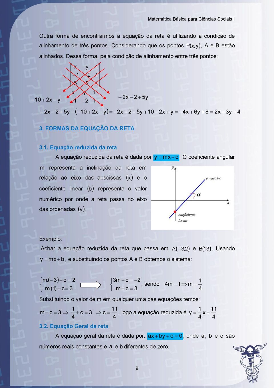 . Equação reduzida da reta equação reduzida da reta é dada por m representa a inclinação da reta em relação ao eio das abscissas e o coeficiente linear b representa o valor numérico por onde a reta