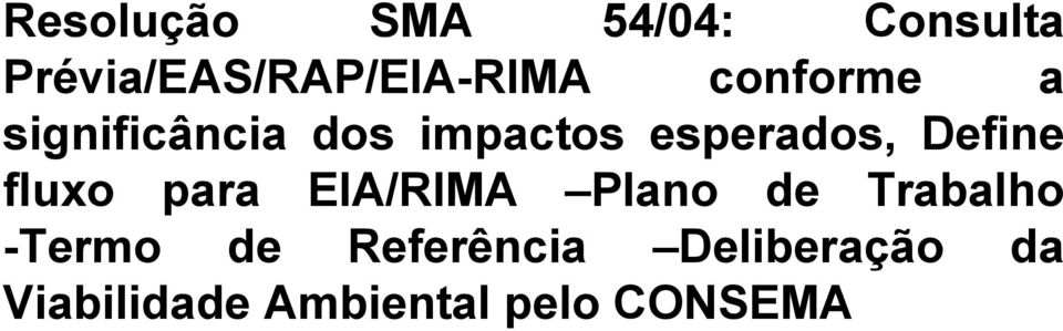 Define fluxo para EIA/RIMA Plano de Trabalho -Termo de