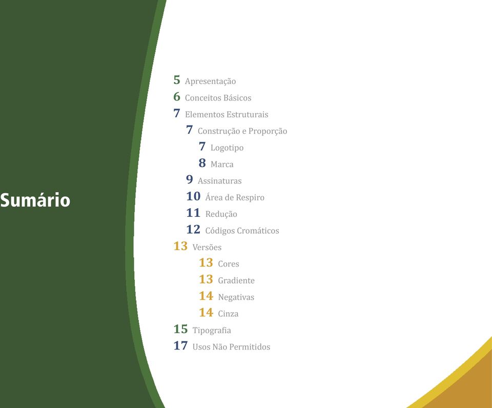 de Respiro 11 Redução 12 Códigos Cromáticos 13 Versões 13 Cores 13