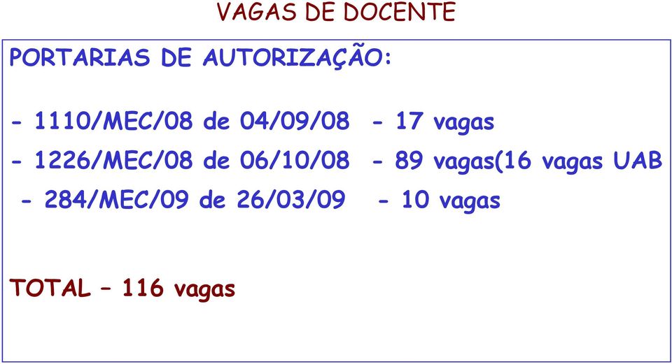 1226/MEC/08 de 06//08-89 vagas(16 vagas
