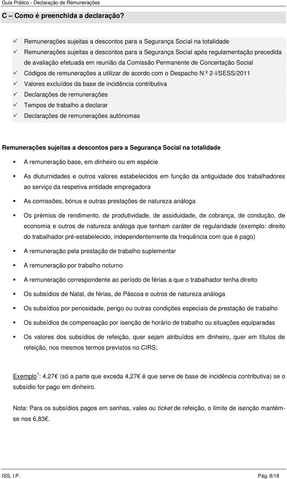 Comissão Permanente de Concertação Social Códigos de remunerações a utilizar de acordo com o Despacho N.