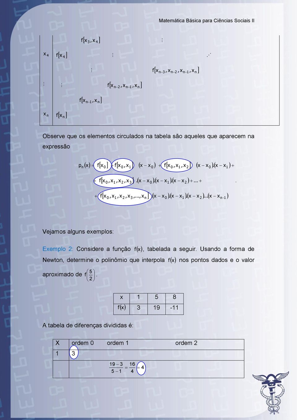 ,.,,,...,,,,...,.......... Vejamos algus eemlos: Eemlo : Cosdere a ução, tabelada a segur.