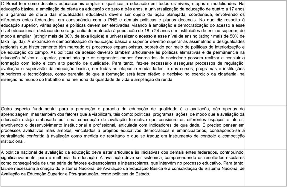 planejada, coordenada, envolvendo os diferentes entes federados, em consonância com o PNE e demais políticas e planos decenais.