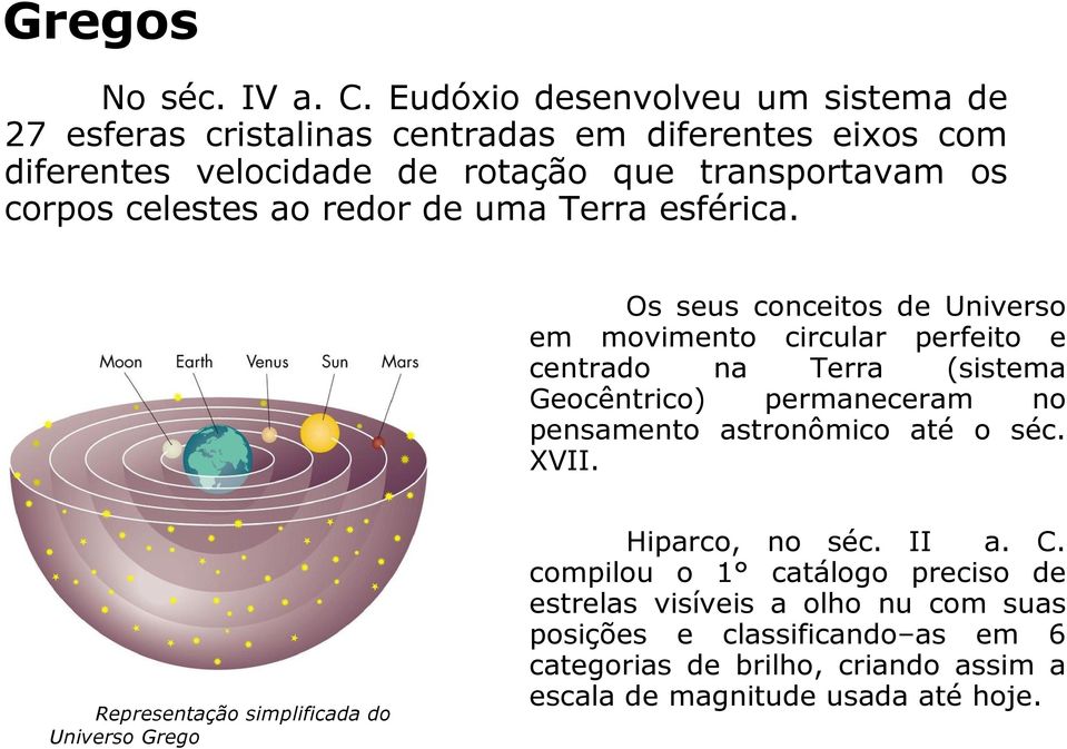 celestes ao redor de uma Terra esférica.