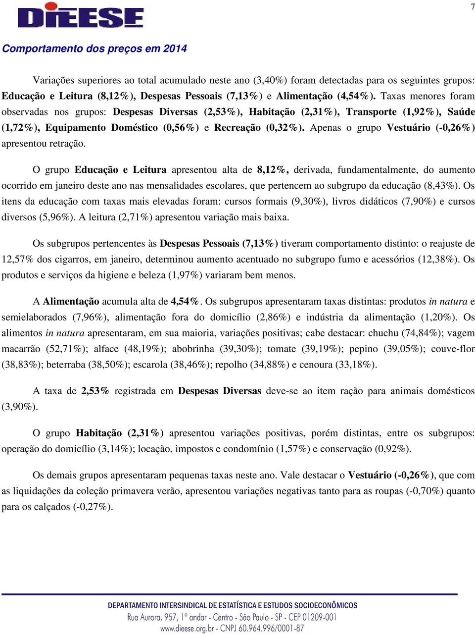 Apenas o grupo Vestuário (-0,26%) apresentou retração.