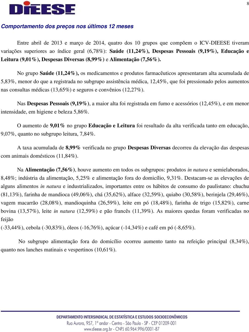 No grupo Saúde (11,24%), os medicamentos e produtos farmacêuticos apresentaram alta acumulada de 5,83%, menor do que a registrada no subgrupo assistência médica, 12,45%, que foi pressionado pelos