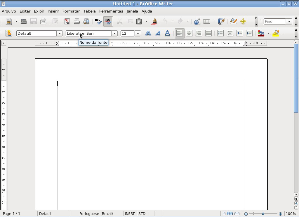 LibreOffice Writer ÁREA DE TRABALHO Ativado o LibreOffice Writer após alguns segundos em sua área de trabalho aparece na tela,