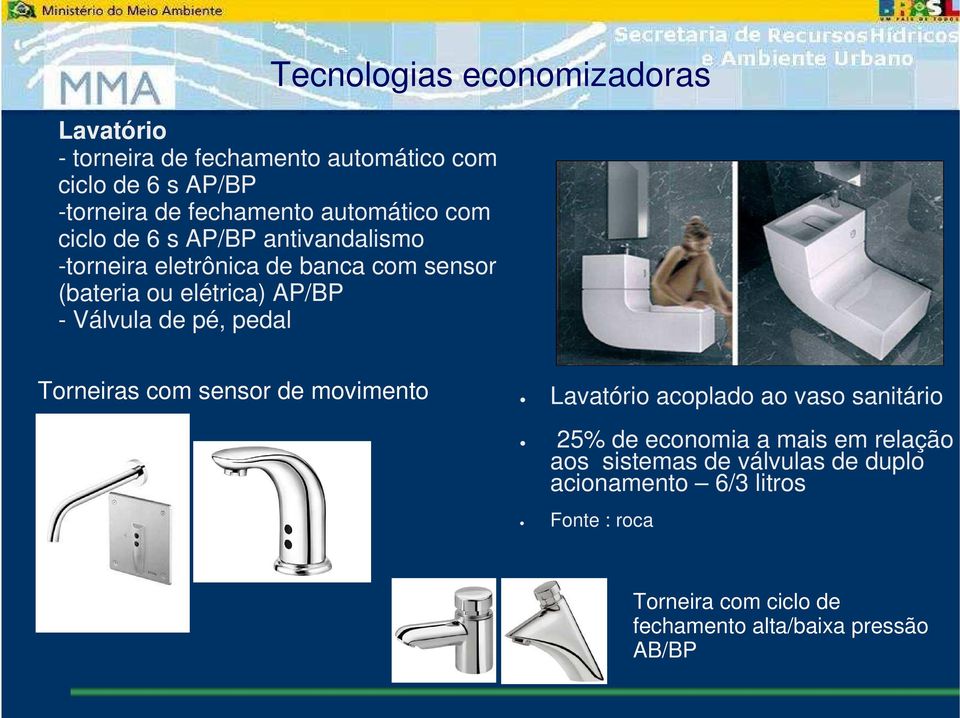 Válvula de pé, pedal Torneiras com sensor de movimento Lavatório acoplado ao vaso sanitário 25% de economia a mais em