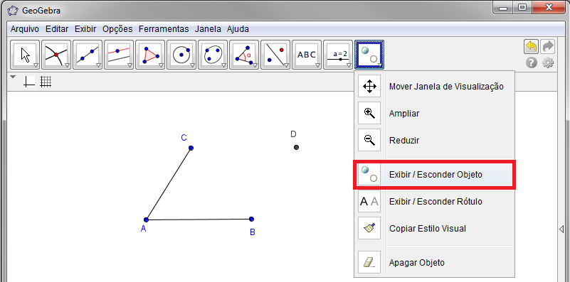 Passo 02: Selecione a ferramenta Reta Paralela e trace as retas paralelas ao segmentos, passando pelos pontos B e C.