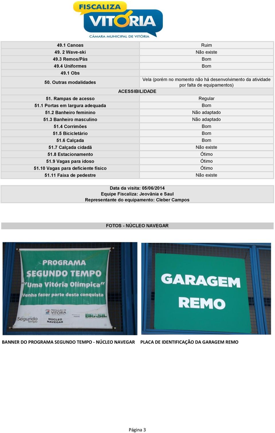 2 Banheiro feminino Não adaptado 51.3 Banheiro masculino Não adaptado 51.4 Corrimões Bom 51.5 Bicicletário Bom 51.6 Calçada Bom 51.7 Calçada cidadã Não existe 51.8 Estacionamento Ótimo 51.