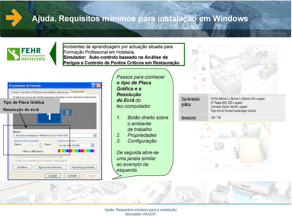 do Ecrã do teu computador 1 Botão direito sobre o ambiente de trabalho 2