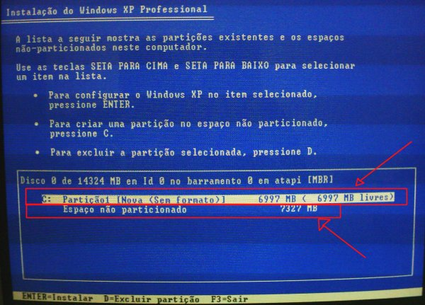 instalação windows Repare que o disco foi particionado com valores aproximados, isso é normal não tem problema.