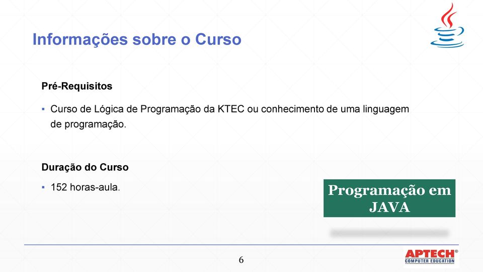 conhecimento de uma linguagem de programação.