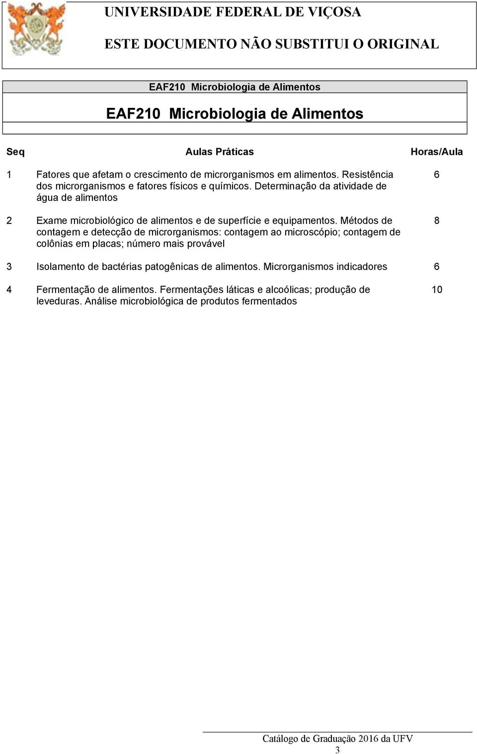 Determinação da atividade de água de alimentos 2 Exame microbiológico de alimentos e de superfície e equipamentos.