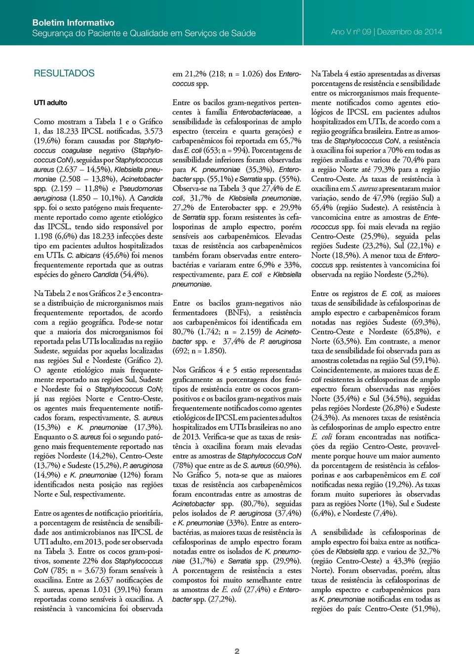 850 10,1%). A Candida spp. foi o sexto patógeno mais frequentemente reportado como agente etiológico das IPCSL, tendo sido responsável por 1.198 (6,6%) das 18.