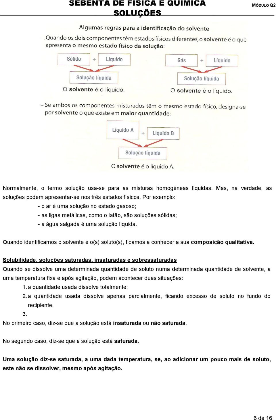 Quando identificamos o solvente e o(s) soluto(s), ficamos a conhecer a sua composição qualitativa.