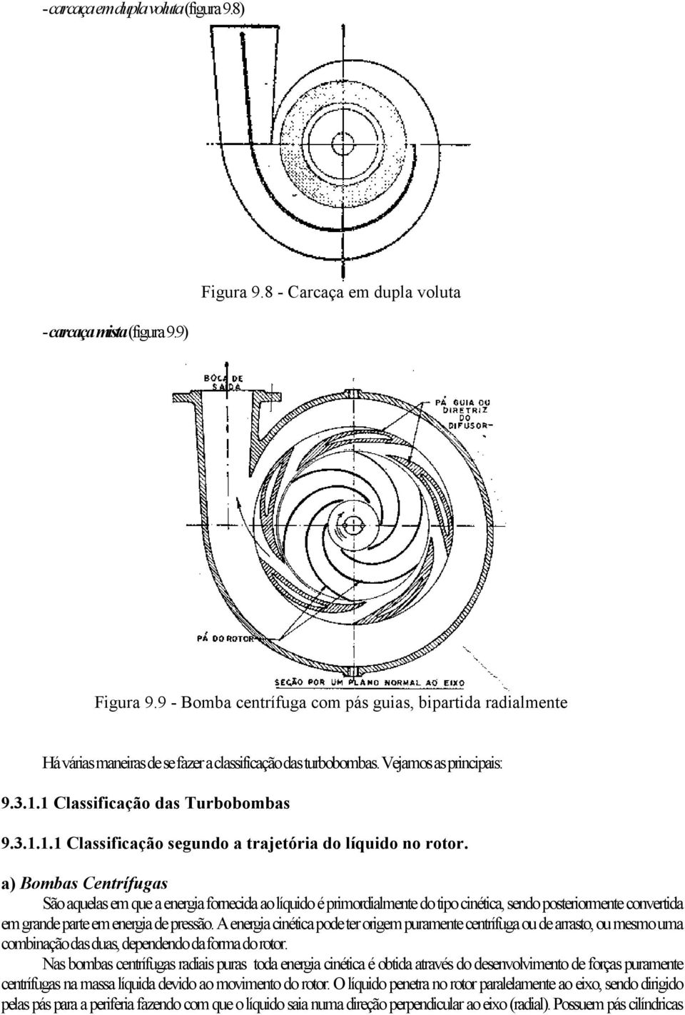 1 Classificação das Turbobombas 9.3.1.1.1 Classificação segundo a trajetória do líquido no rotor.