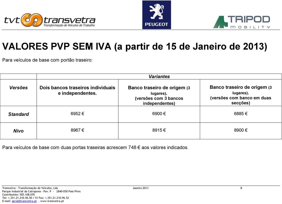 (versões com 3 bancos independentes) Banco traseiro de origem (3 lugares).