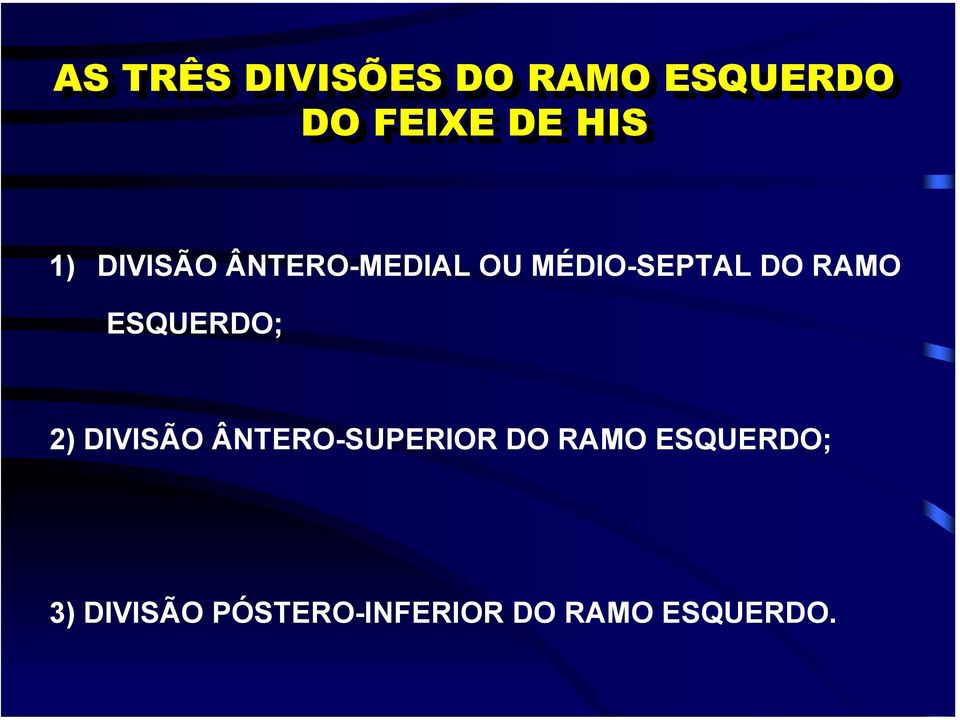 ESQUERDO; 2) DIVISÃO ÂNTERO-SUPERIOR DO RAMO