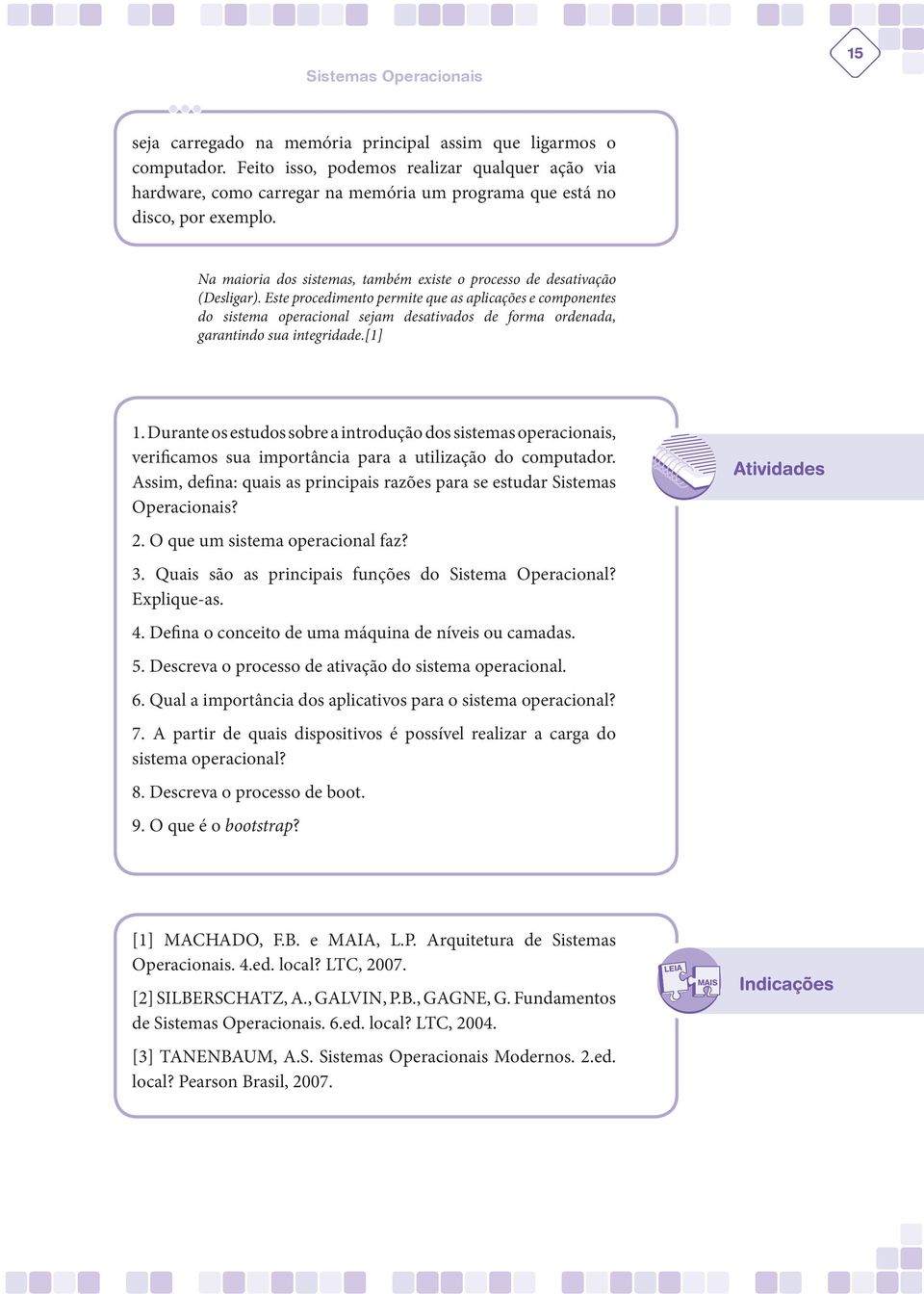 Na maioria dos sistemas, também existe o processo de desativação (Desligar).