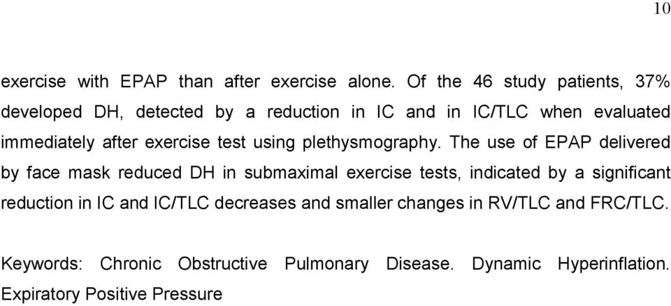 exercise test using plethysmography.
