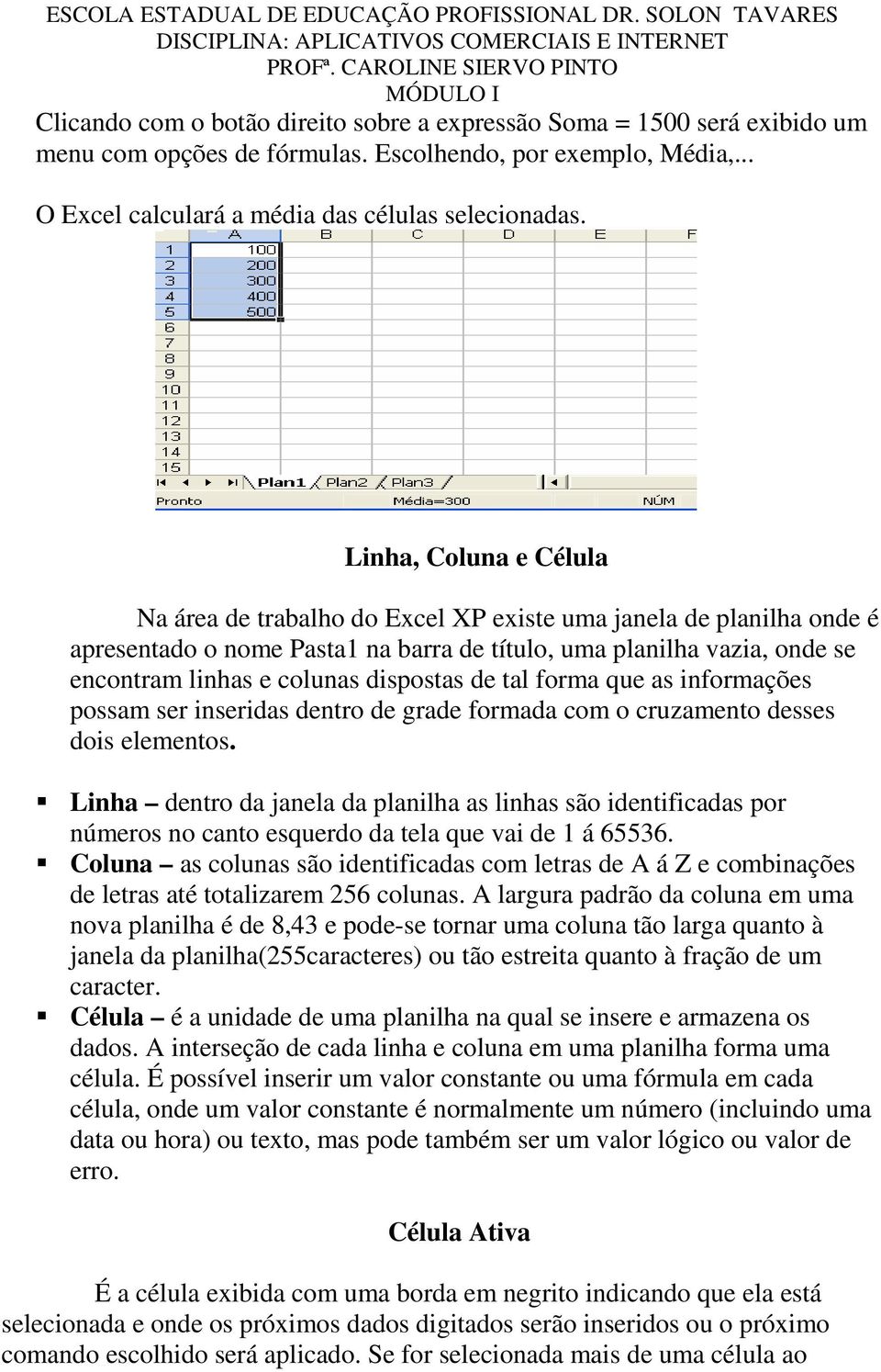 dispostas de tal forma que as informações possam ser inseridas dentro de grade formada com o cruzamento desses dois elementos.