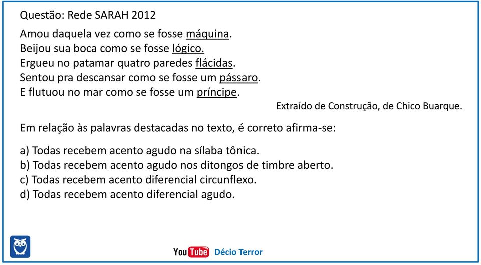 Extraído de Construção, de Chico Buarque.